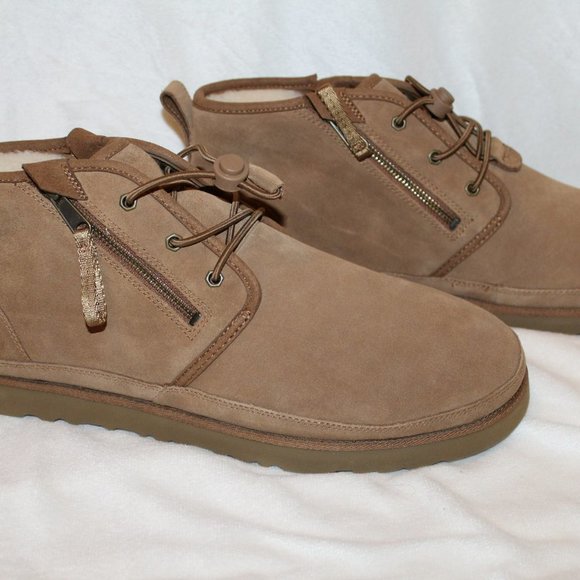 NEW MEN'S UGG NEUMEL ZIP SUEDE SHEARLING LINED CHUKKA BOOTS CHESTNUT - Picture 6 of 7